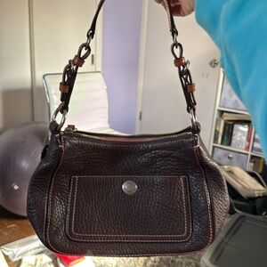 EUC COACH, shoulder bag, mahogany brown pebbled leather, W10”xH7”
